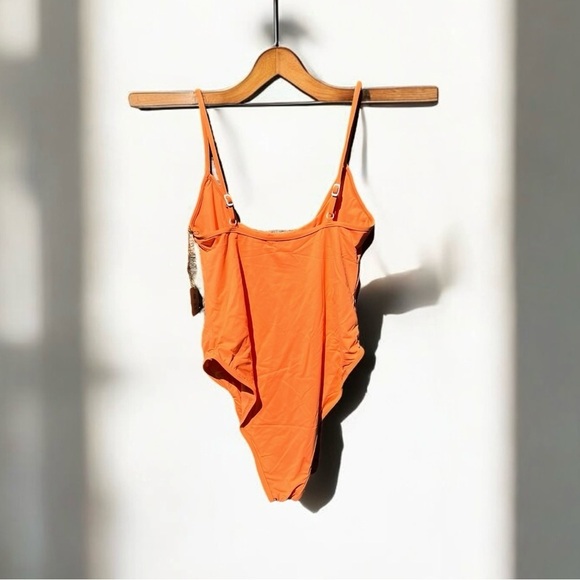 🌻NEW w.tag Free People x Toast Nectarine Solid High Cut One-Piece Swimsuit XL - Picture 6 of 12